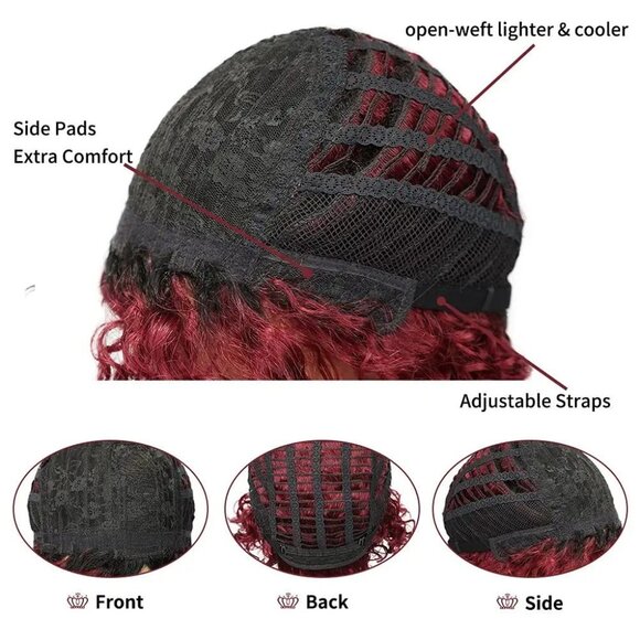 Burgundy Deep Wave Human Hair Wig - Picture 2 of 6